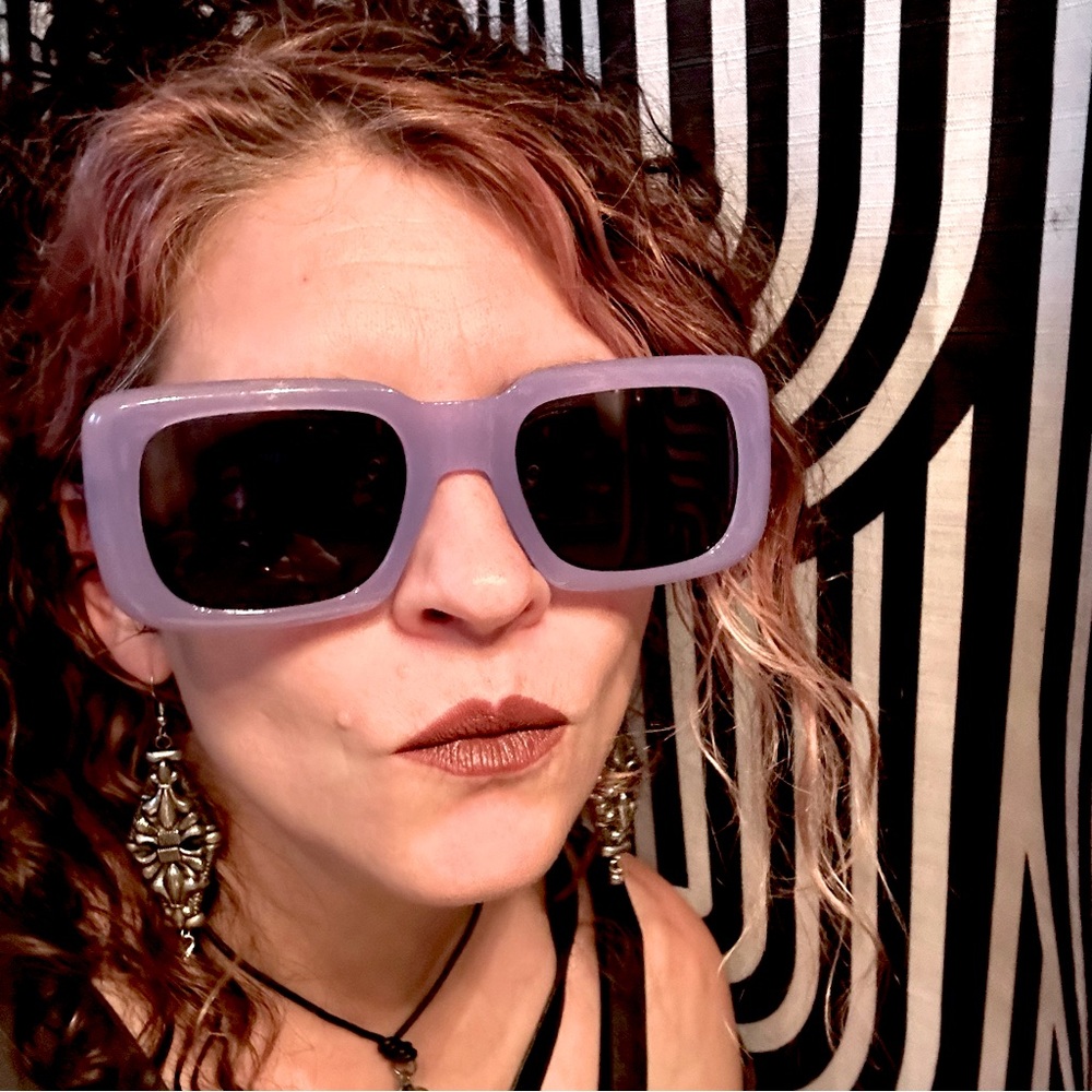 PURPLE HAZE Funky Rectangular Statement Sunglasses Retro/ 90s/Y2K